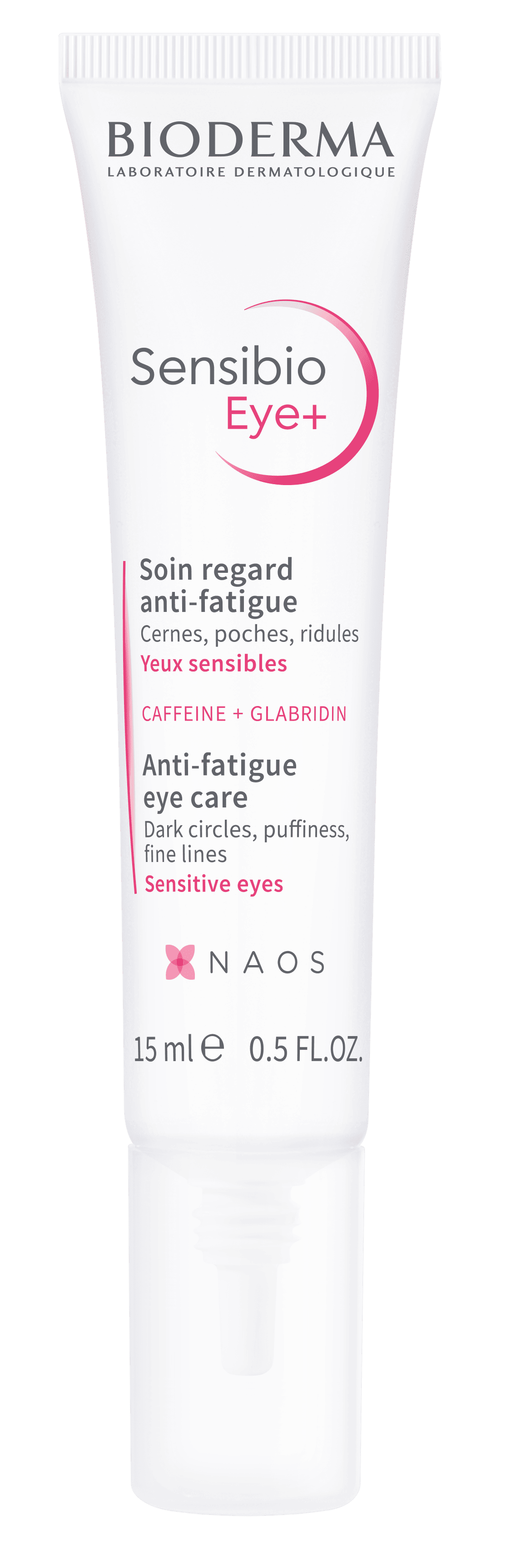 Sensibio Eye+ di Bioderma, trattamento per occhiaie, gonfiore e linee sottili per pelle sensibile.