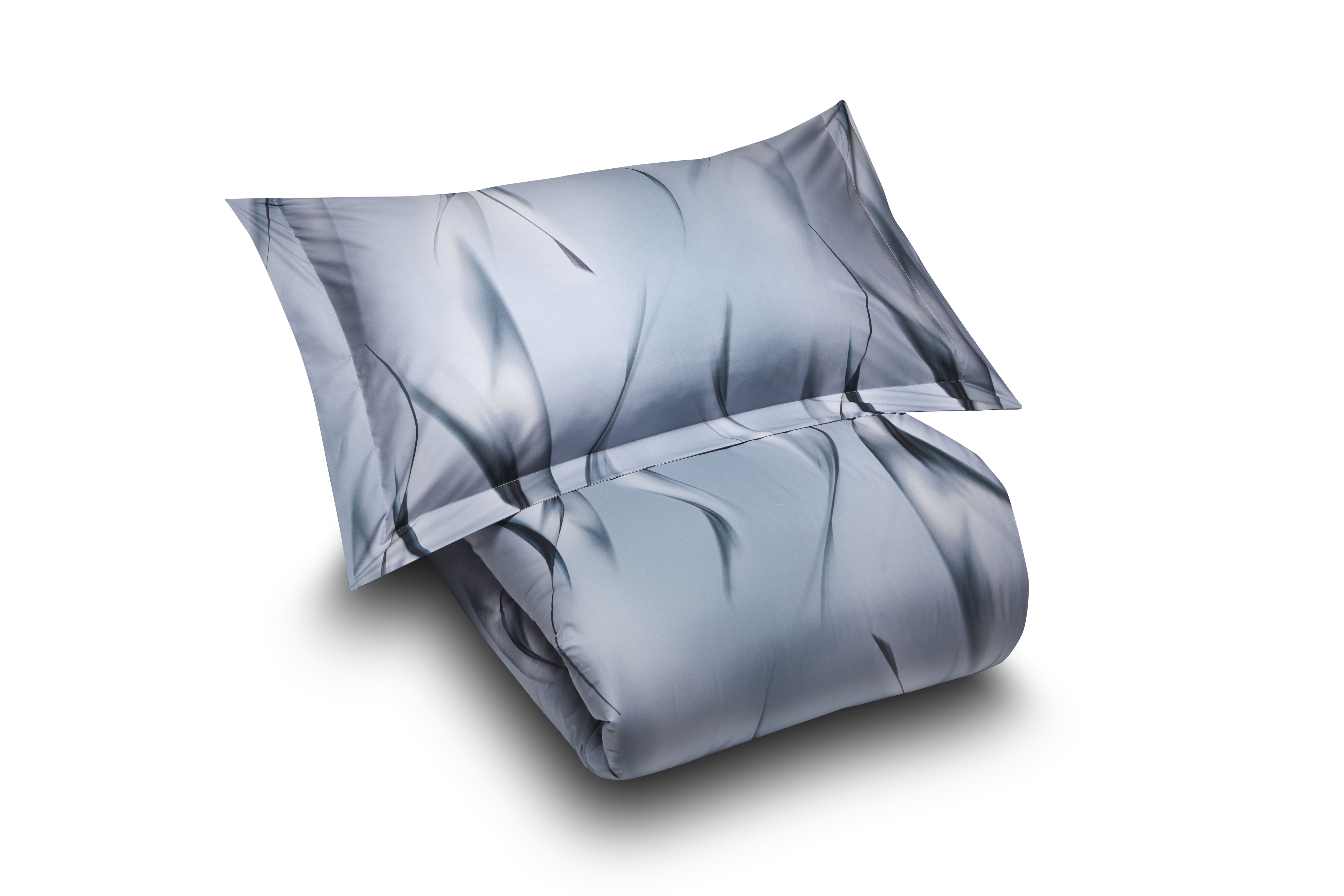 Completo copripiumino Gorio in percalle 100% cotone, disegno geometrico e fluido