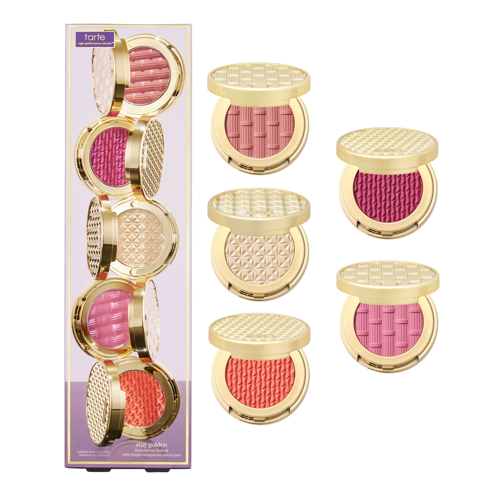 Set Stay Golden di tarte con blush e illuminante Amazonian Clay, perfetto per un look luminoso