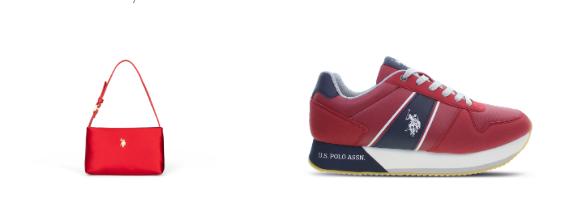 Borsa rossa satinata per donna e sneakers Balbil per uomo U.S. Polo Assn. regalo perfetto per le Feste