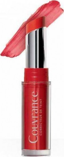 Balsamo labbra rosso luminoso di Eau Thermale Avène Couvrance, con protezione SPF 20, ideale per pelli sensibili.