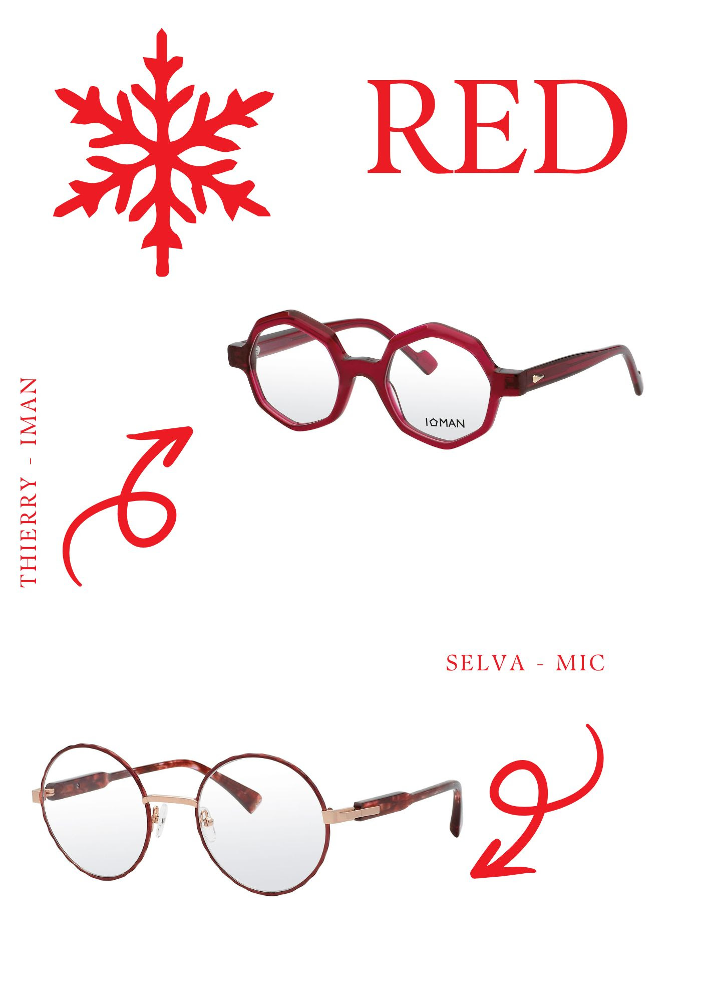 Occhiali rossi vibranti per il Natale 2024, perfetti per un look audace