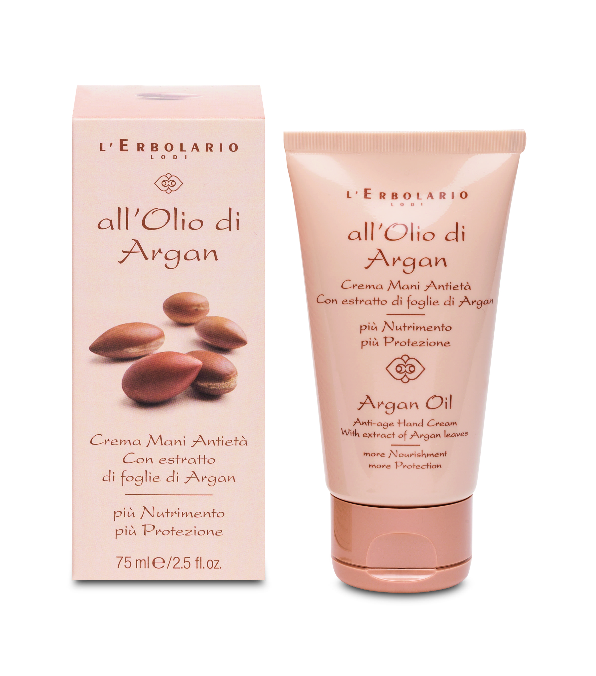 Crema mani antietà di L'Erbolario con estratto di foglie di Argan