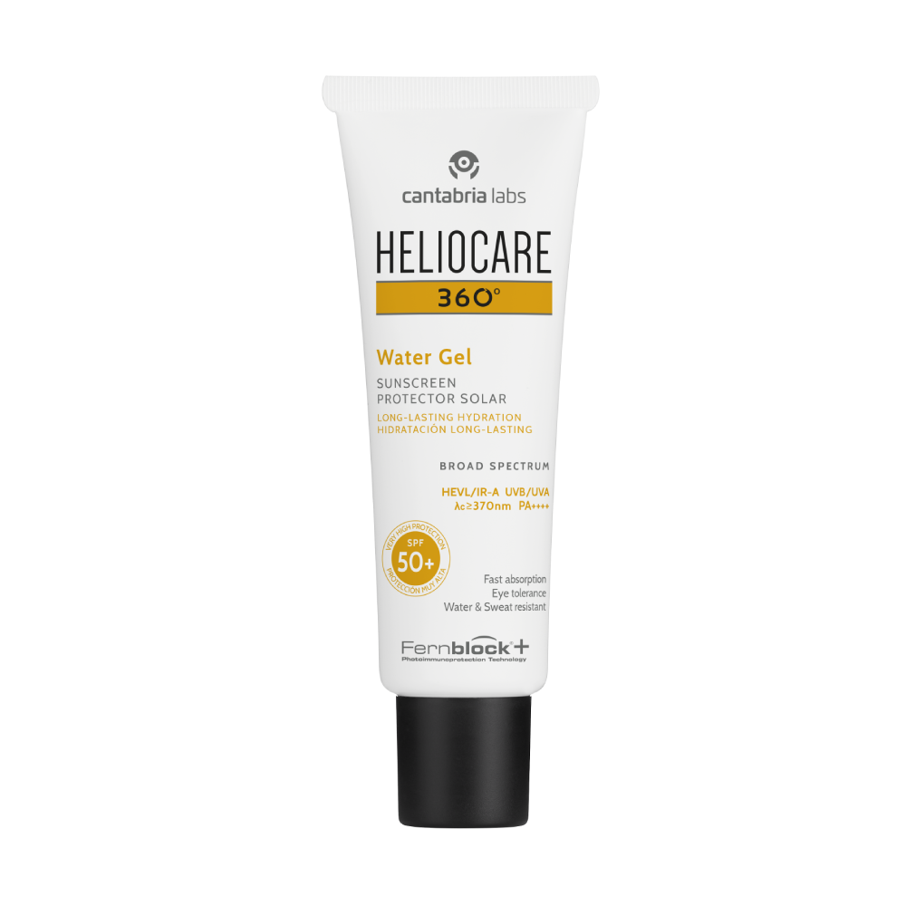 Gel solare Heliocare 360° Water Gel SPF 50+ per protezione solare in alta quota.