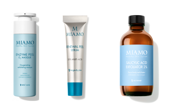 Trattamenti Miamo per un'esfoliazione delicata e una pelle luminosa durante l'inverno.
