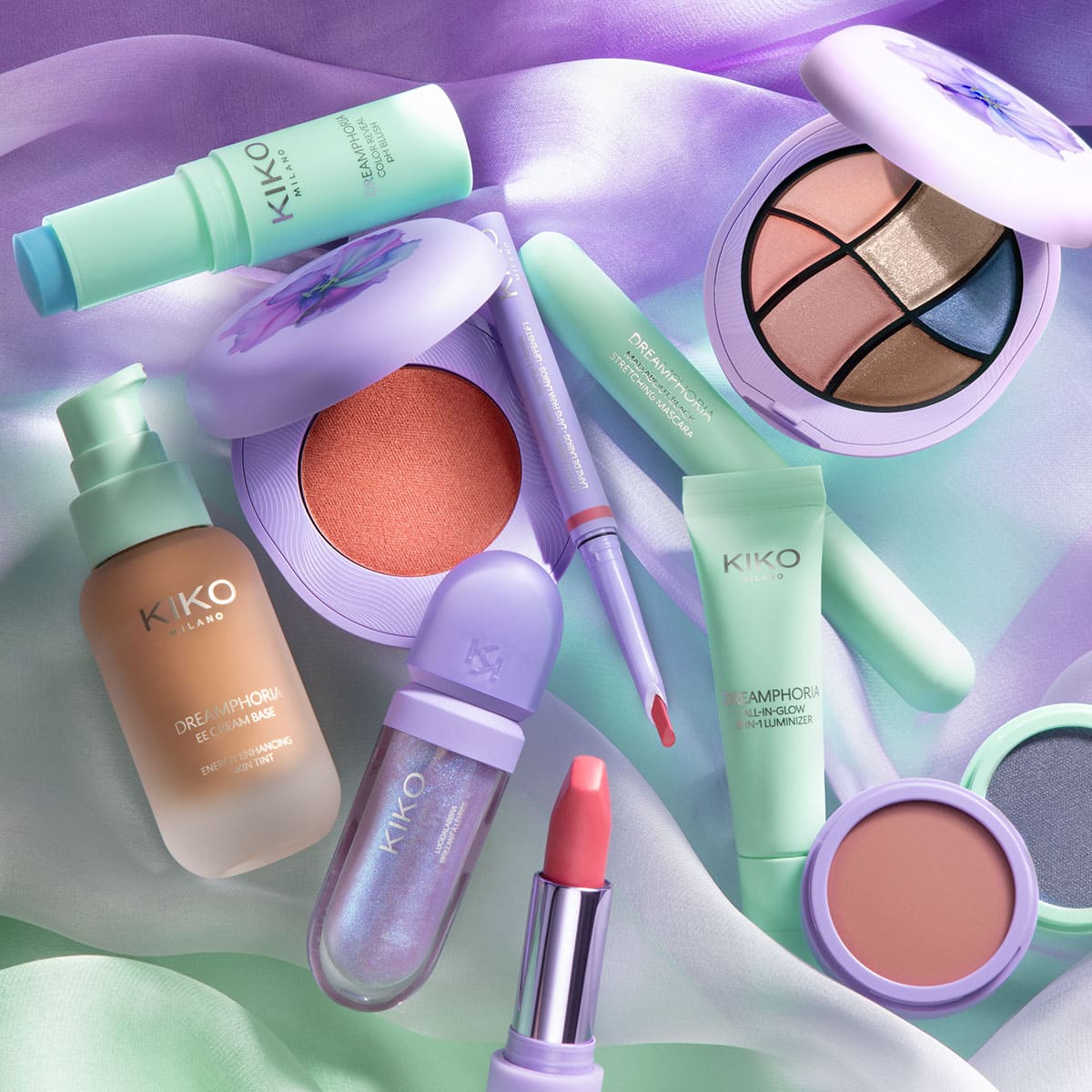 Collezione make-up primavera 2025 Dreamphoria di KIKO MILANO, con texture sensoriali e colori surreali.