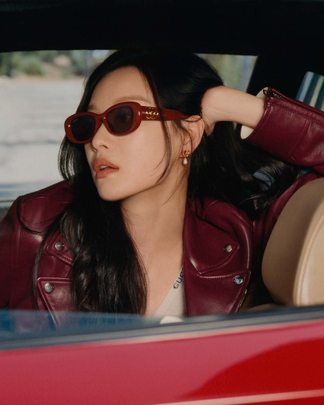 Occhiali da sole e da vista della collezione Gucci Primavera Estate 2025 indossati da Ni Ni, Global Brand Ambassador.