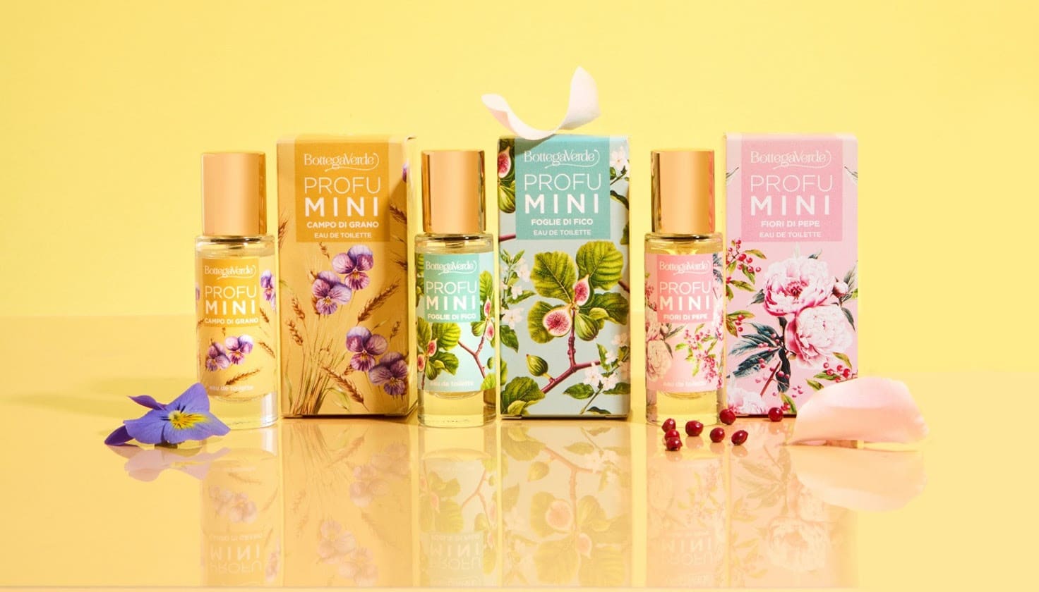 Mini profumi Bottega Verde primavera 2025: Campo di Grano, Foglie di Fico, Fiori di Pepe