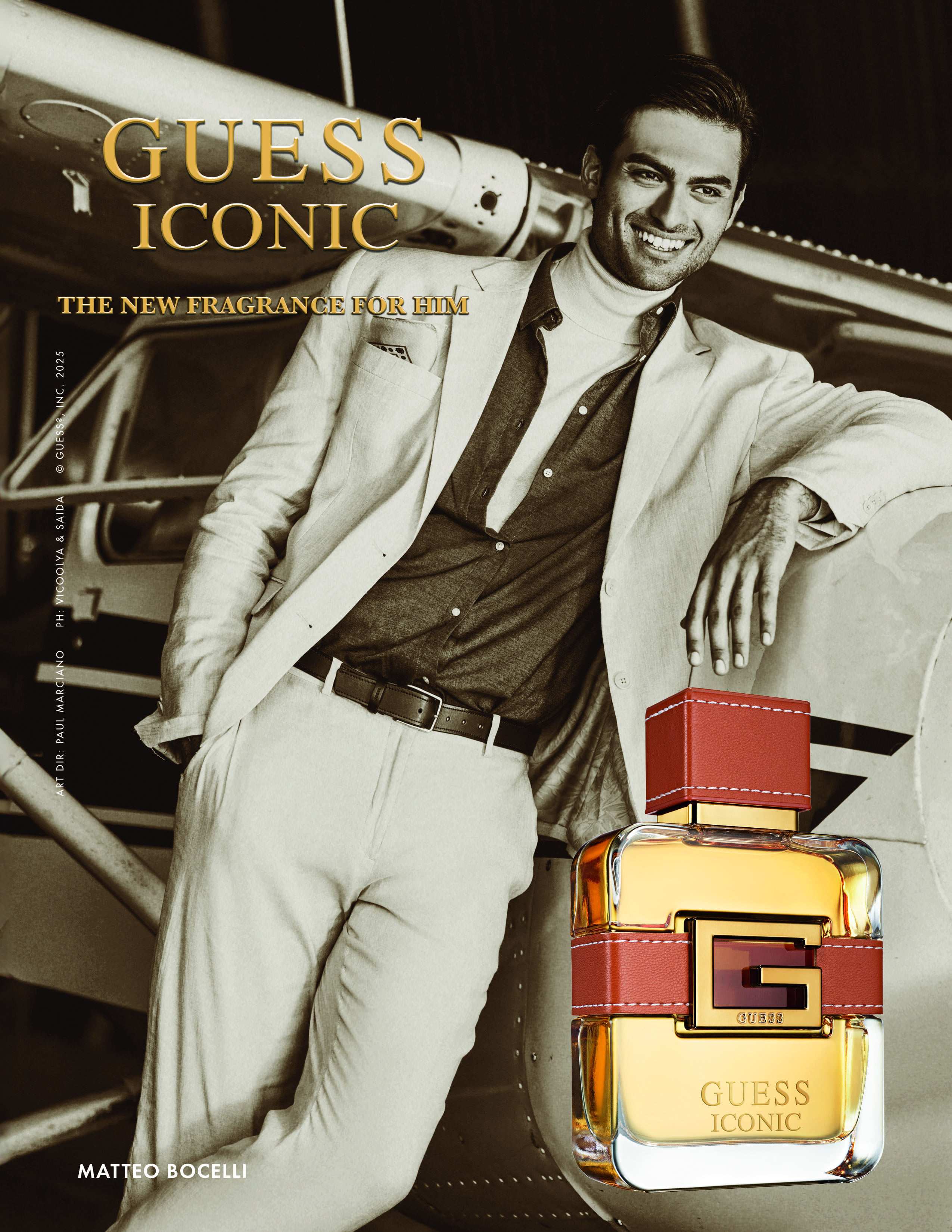 Matteo Bocelli nella campagna Guess Iconic for Men 2025, profumo maschile audace e magnetico