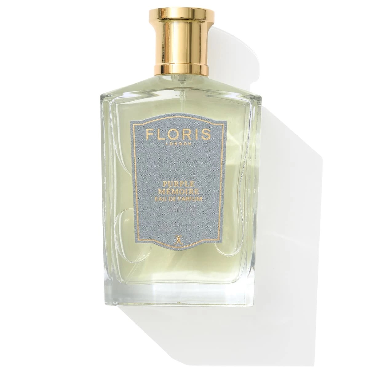 Flacone di Purple Mémoire di Floris, Eau de Parfum, elegante fragranza alla lavanda ispirata alla tradizione britannica.