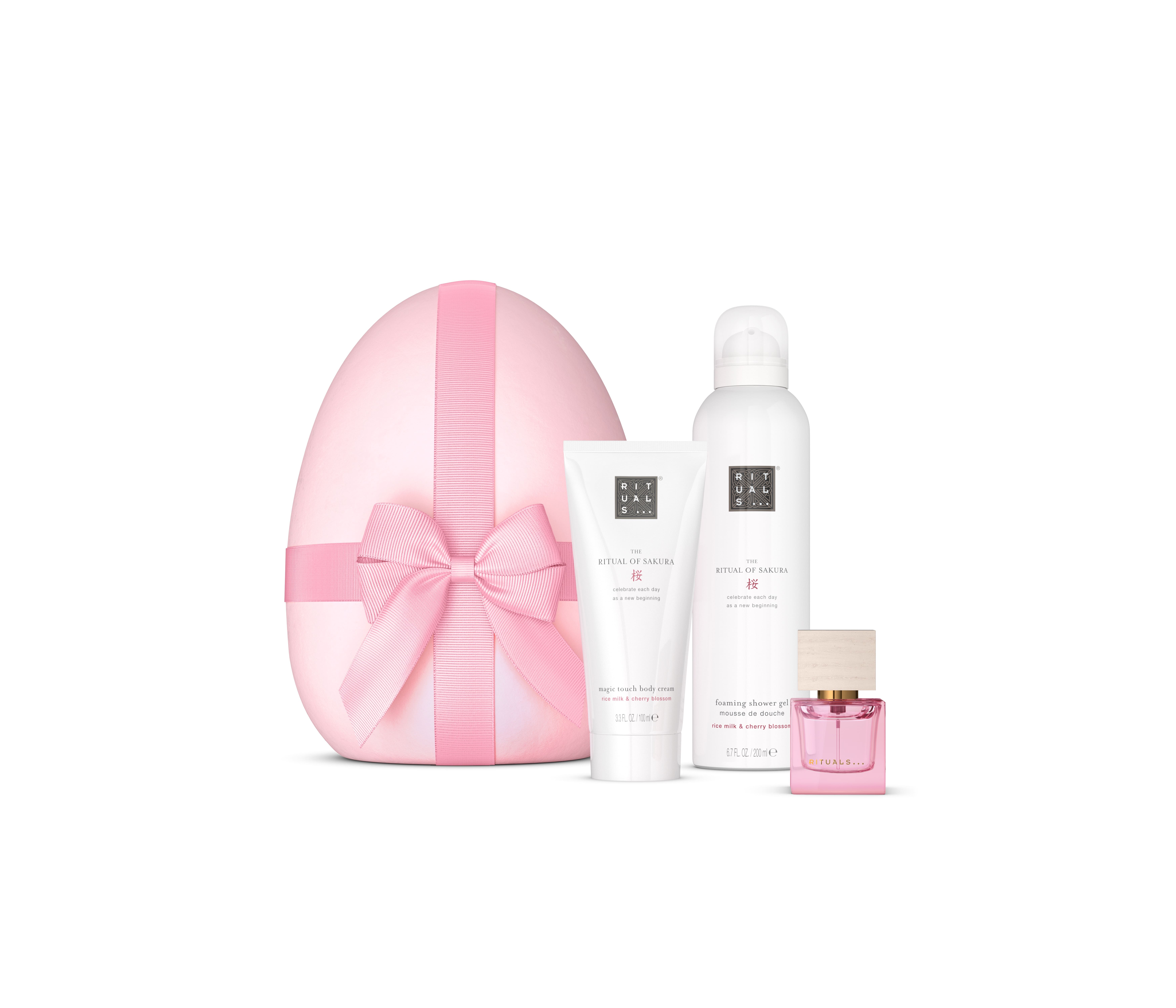 Uovo di Pasqua in edizione limitata Rituals con crema corpo, docciaschiuma e profumo