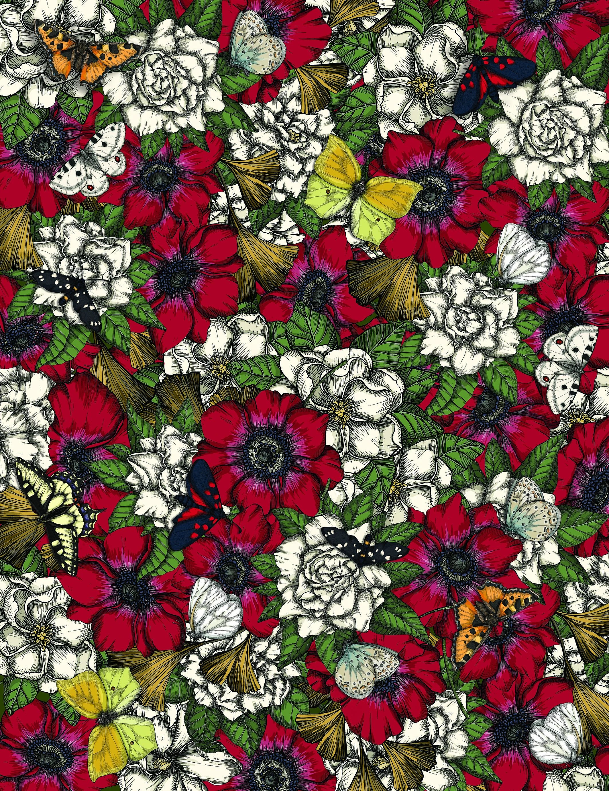 Illustrazione onirica di Andrea Tarella con fiori e creature fantastiche per l’evento Bloom a 10 Corso Como