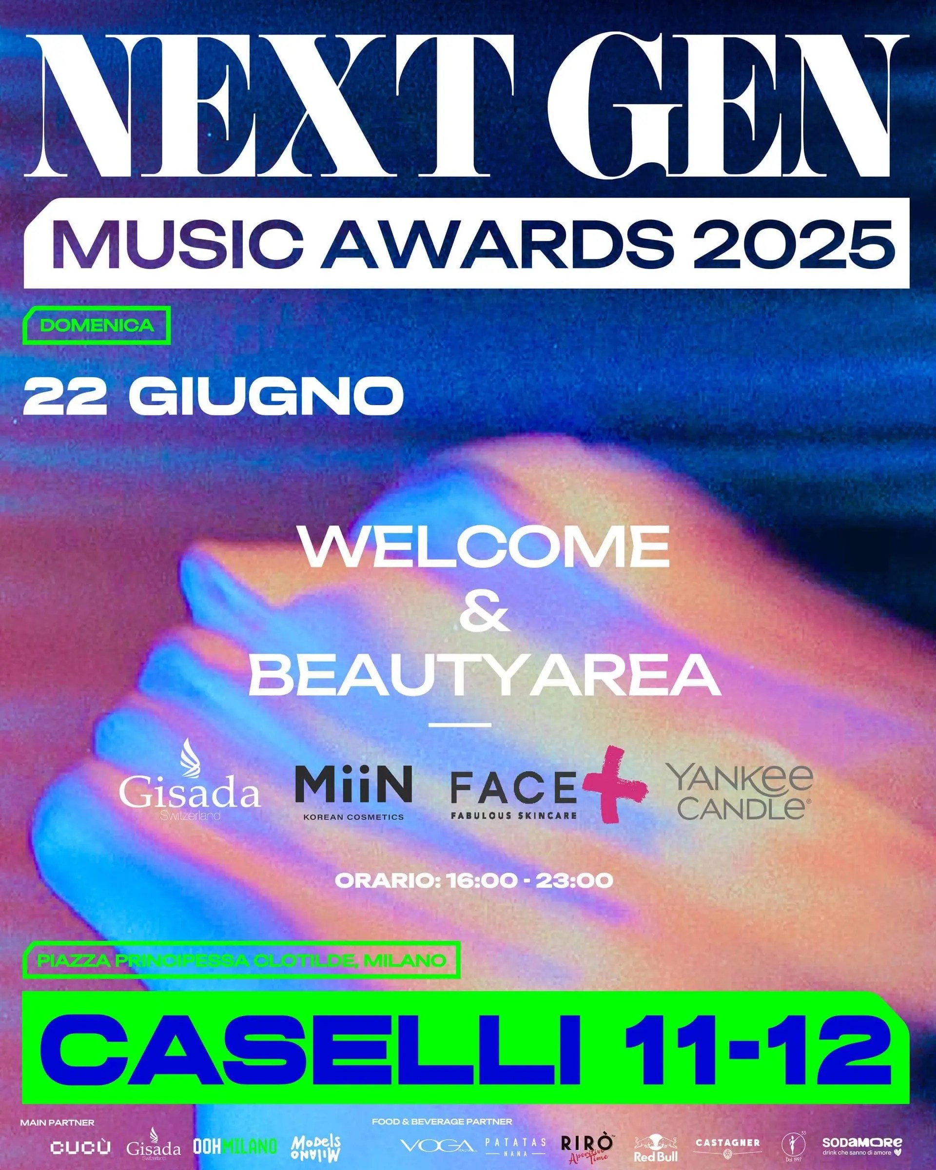 Stand Face+ con prodotti skincare italiani al Next Gen Music Awards 2025 a Milano