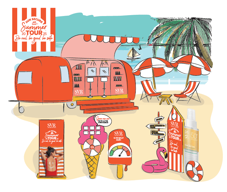 Corner SVR al Sun Secure Summer Tour 2025 con attività skincare, relax e photobooth estivo