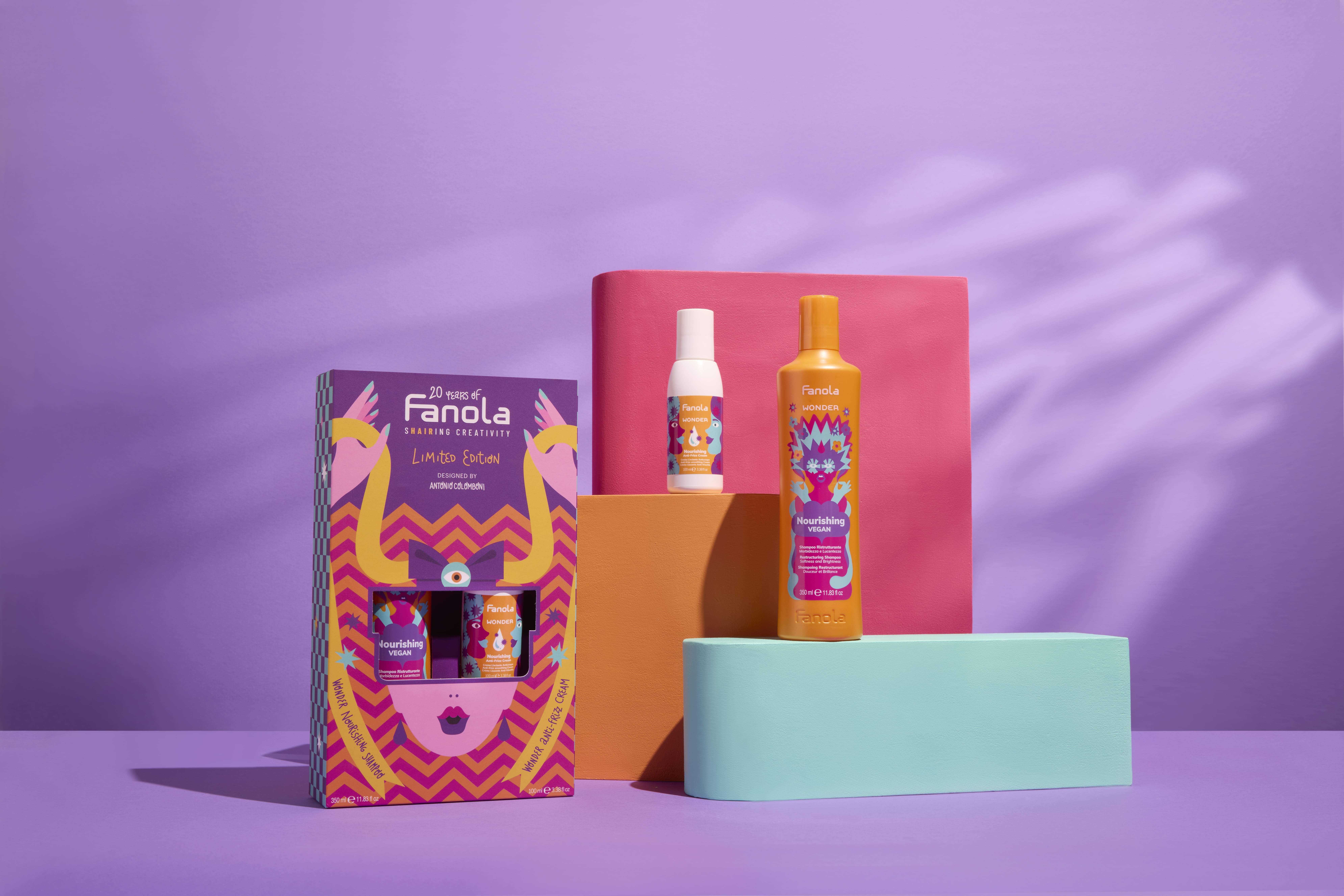 Anniversary Kit Fanola 2025 con Wonder Nourishing Shampoo e Anti Frizz Cream