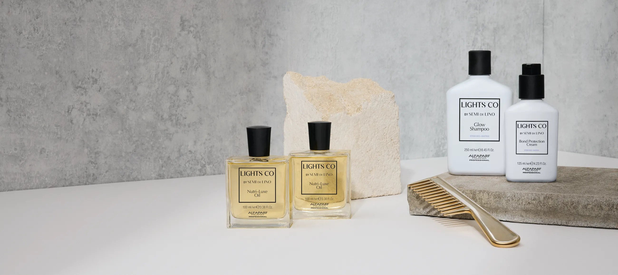 Linea Lights Co by Semi di Lino di Alfaparf Milano Professional, prodotti professionali per capelli luminosi e rigenerati