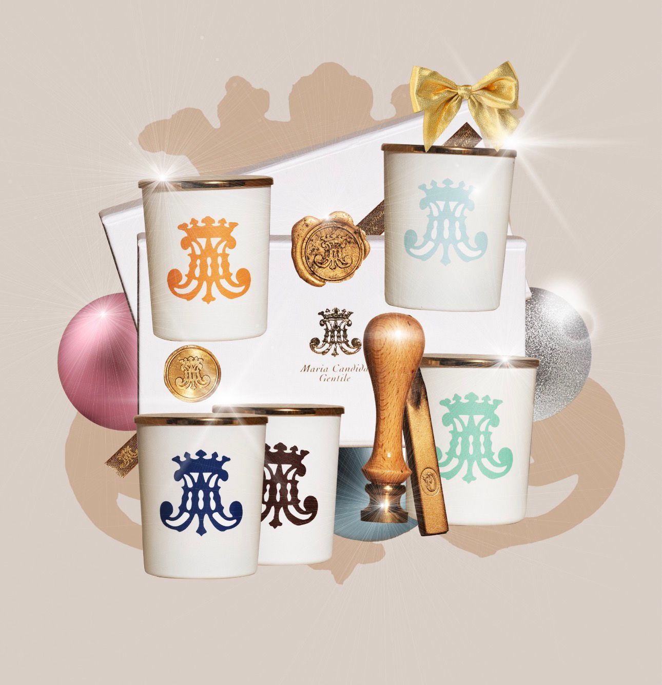 Candele e diffusori profumati della collezione natalizia Maria Candida Gentile