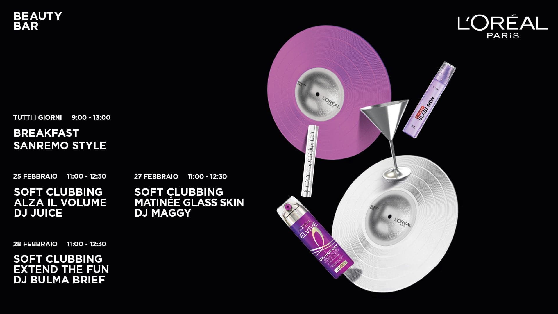 Installazione Glass Cube e Beauty Bar L’Oréal Paris a Sanremo 2026, backstage e esperienze di make-up e haircare