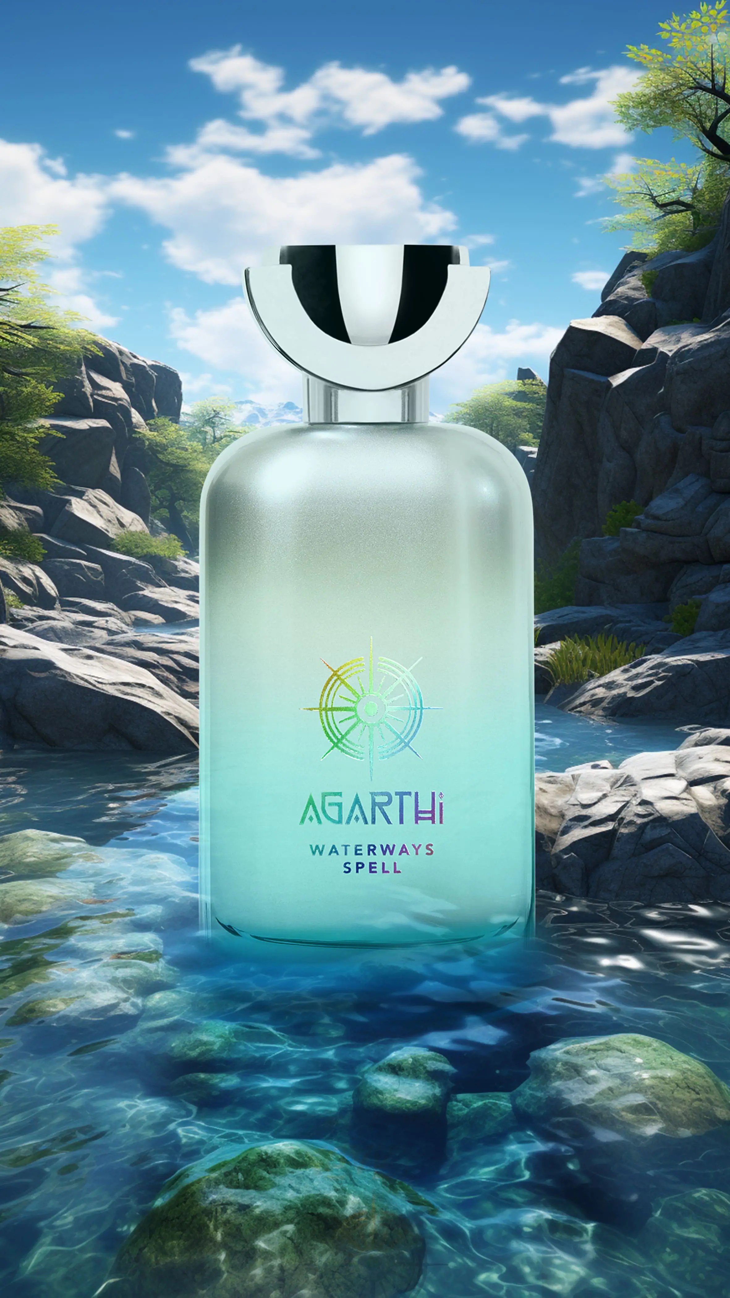 Fragranza Waterways Spell di Agarthi Scent Core, esperidato, floreale e vegetale, flacone elegante con tappo in Zamak