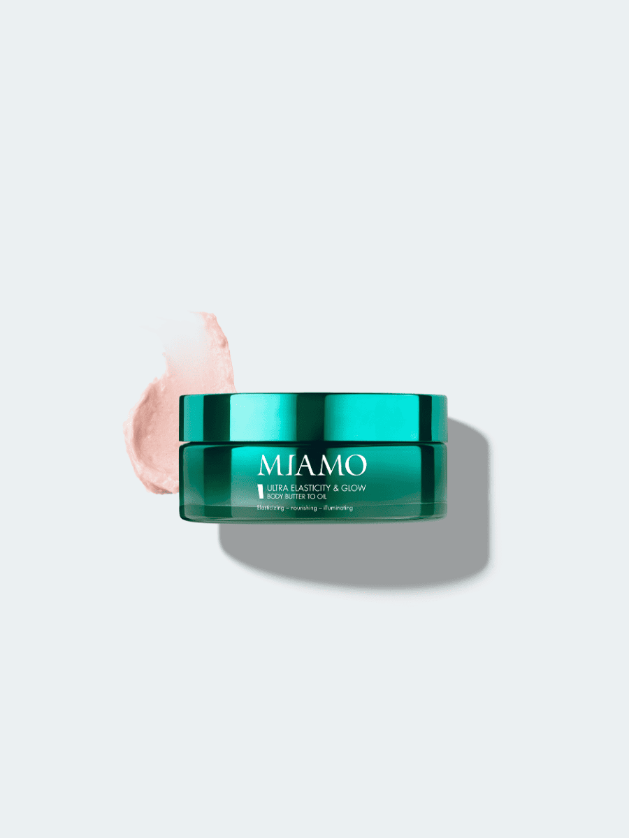 Body Butter to Oil Ultra Elasticity&Glow Miamo con microperle rosa e oro