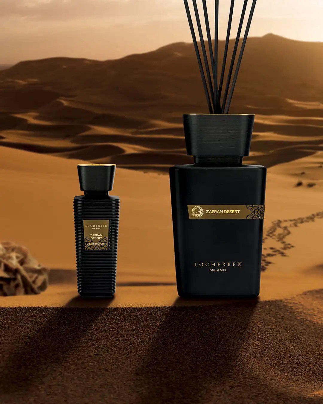Flacone Zafran Desert Locherber Milano vetro nero opaco design Skyline Collection