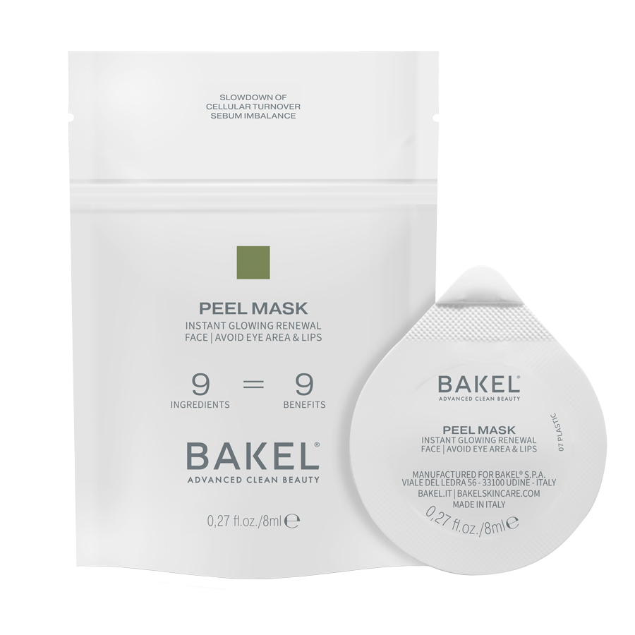 BAKEL PEEL MASK, maschera viso esfoliante con nove ingredienti funzionali