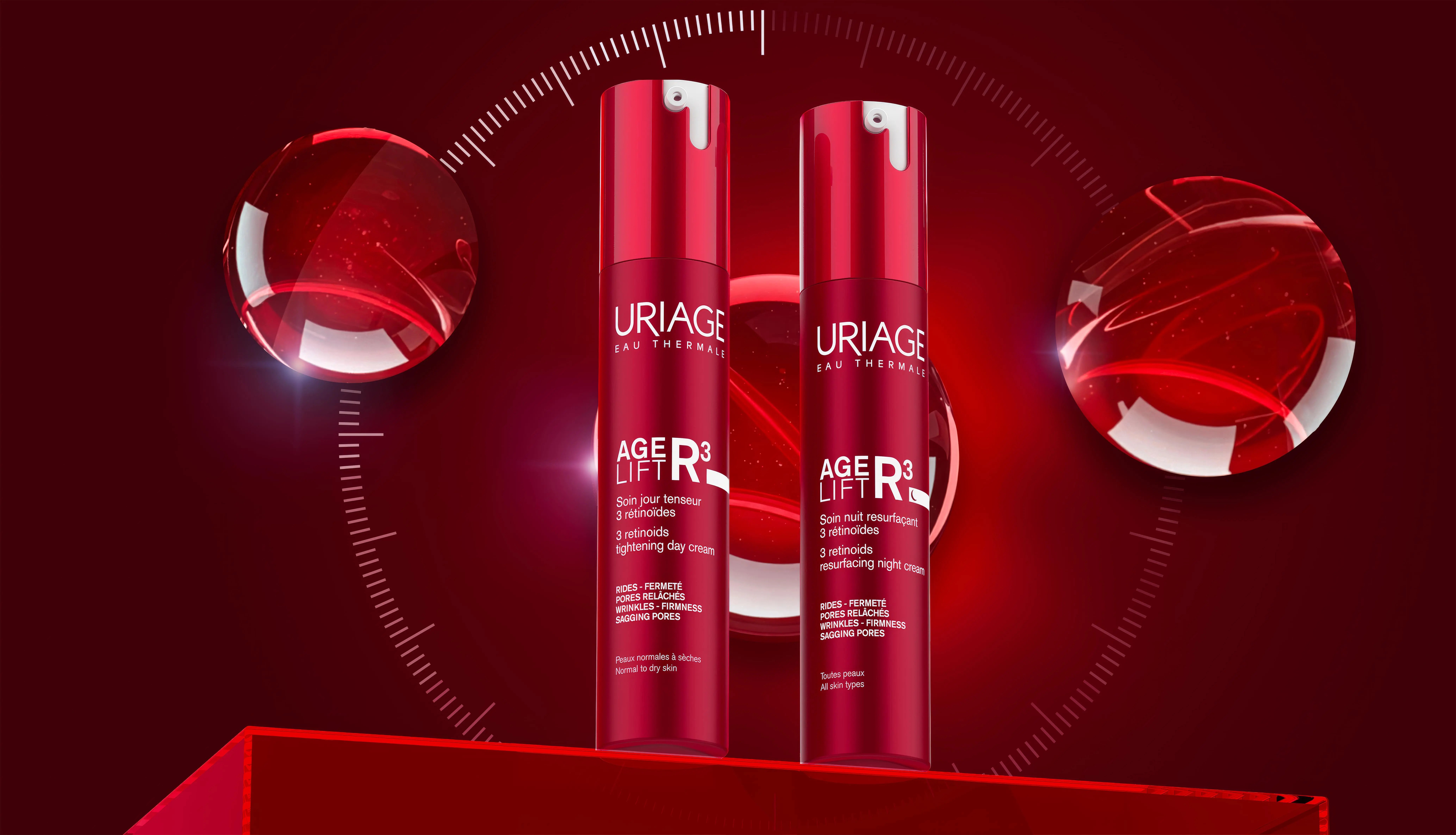 Uriage Age Lift R3, crema giorno effetto tensore e crema notte rivitalizzante con tre retinoidi