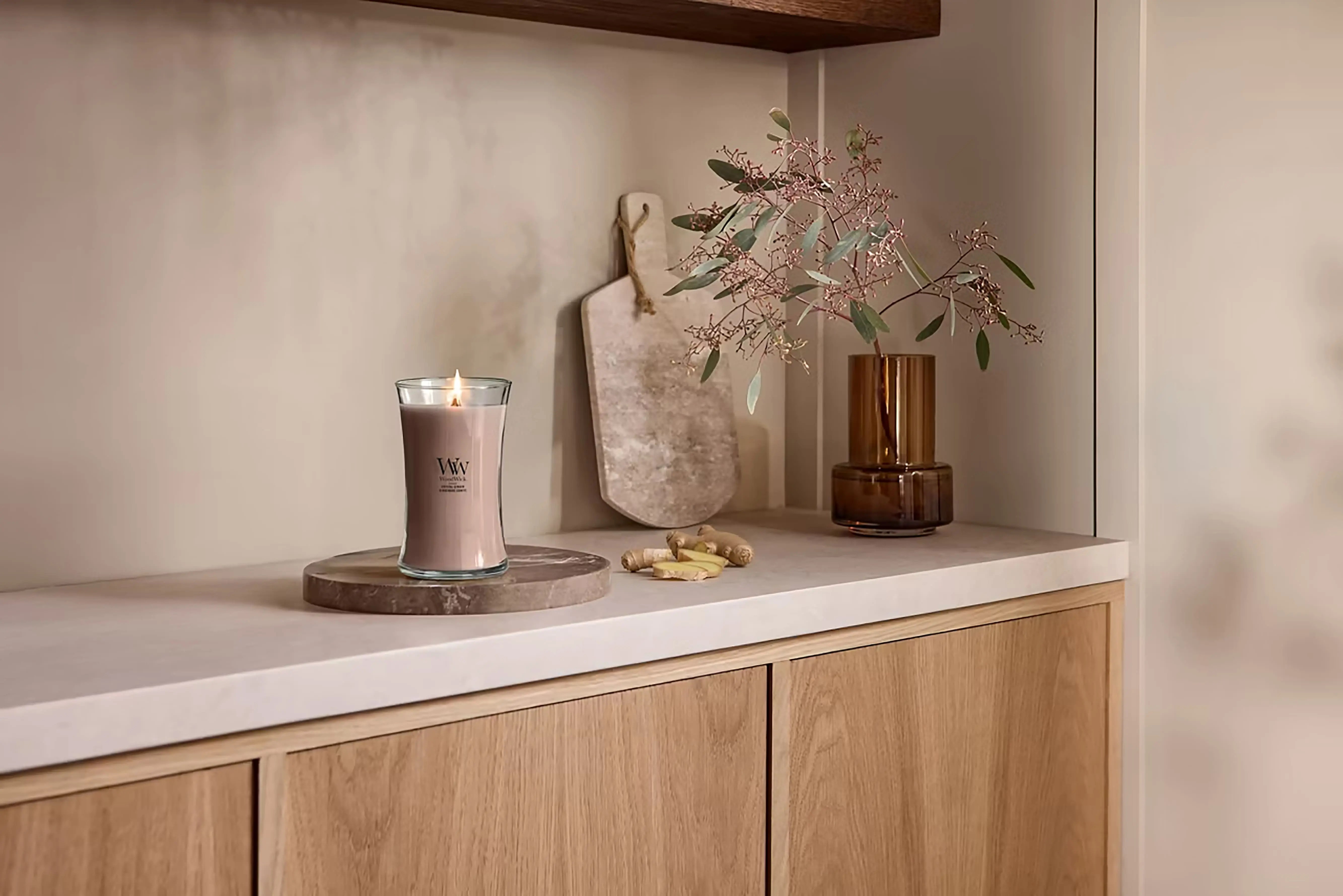 WoodWick Crystal Ginger candela profumata